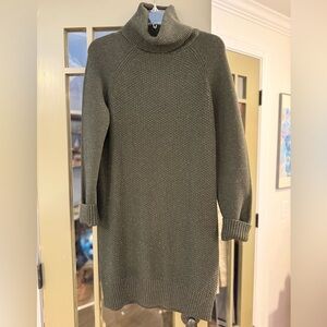 Prana Dark Green Cotton/Wool Blend Turtleneck Sweater Dress